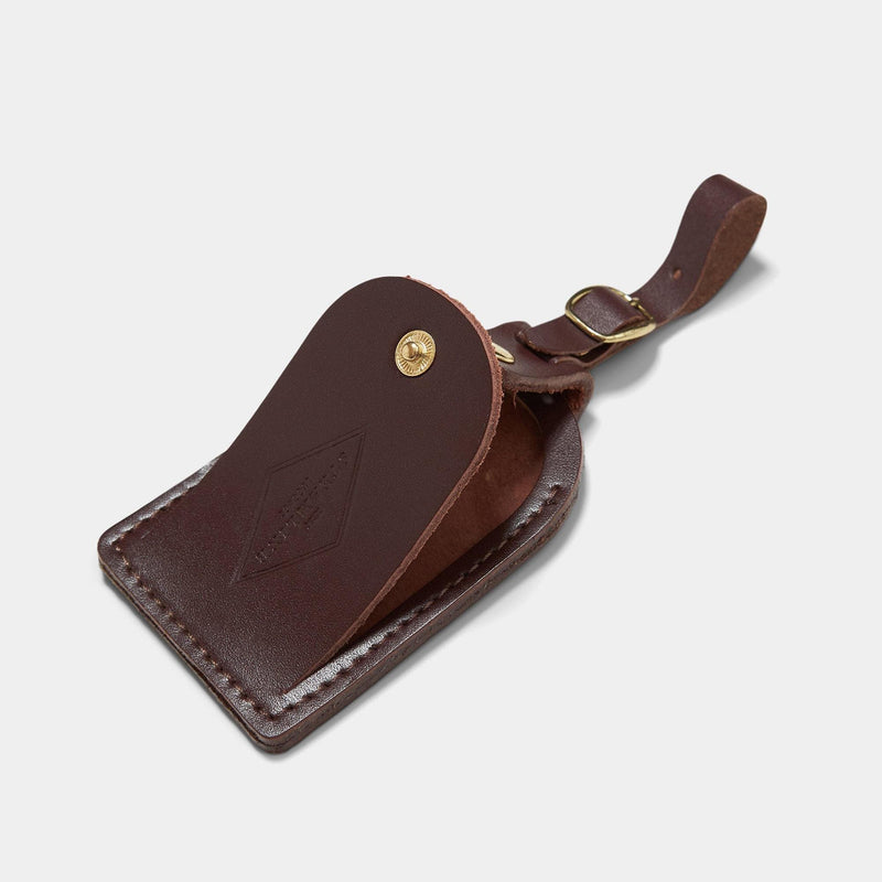 Chocolate Brown Leather - Luggage Tag Accessories Steamline Luggage 