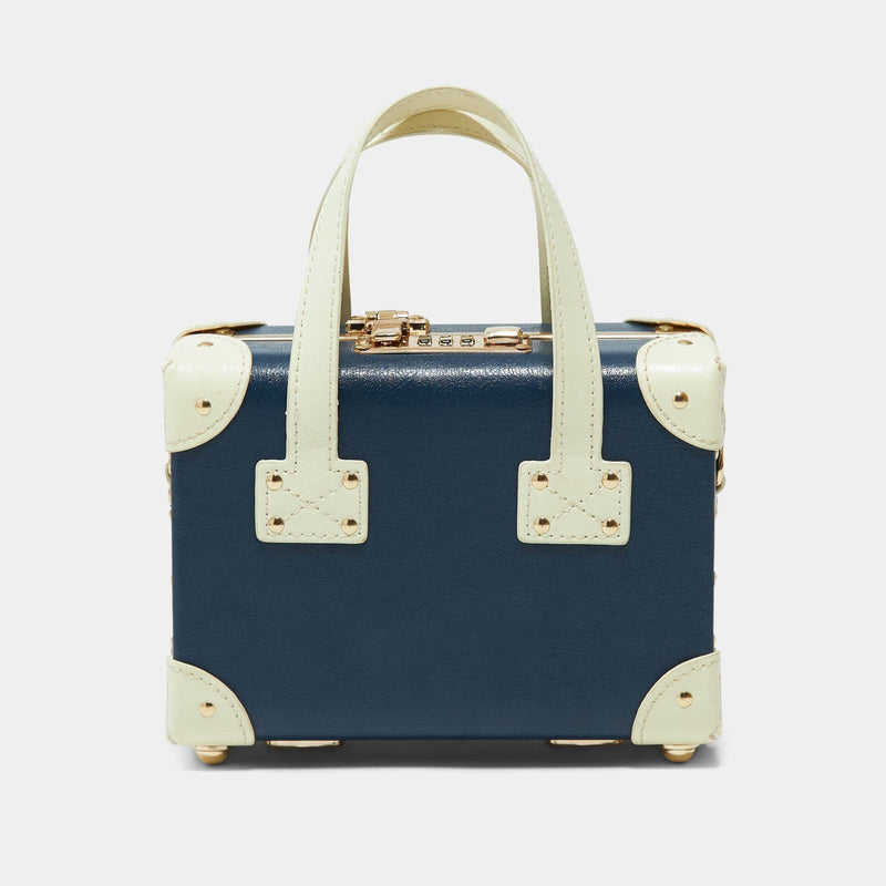 Back product view of the mini Entrepreneur vegan leather suitcase in  navy 