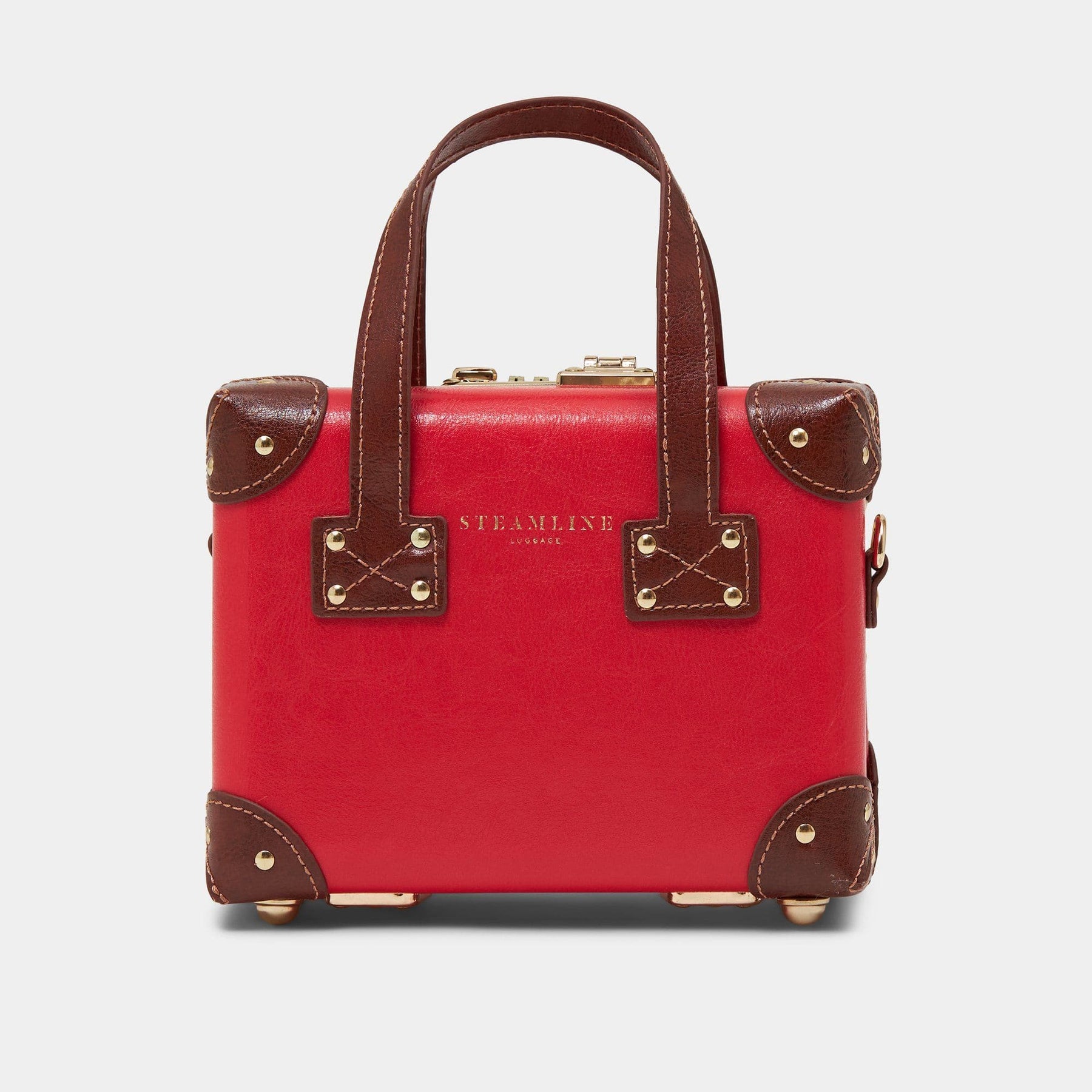 Back product view of the mini Entrepreneur vegan leather suitcase in  red 