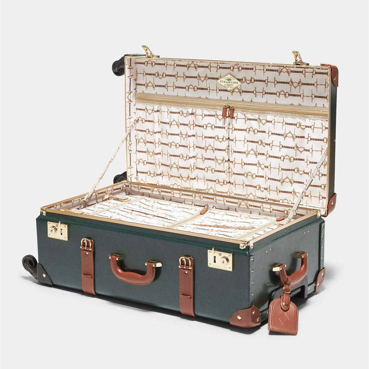 The Diplomat - Hunter Green Check In Spinner Spinner Steamline Luggage 