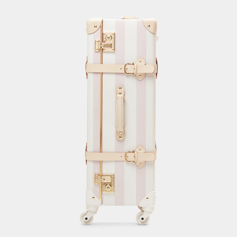 Side product view of the check-in spinner Illustrator fibreboard suitcase in  pink-stripe