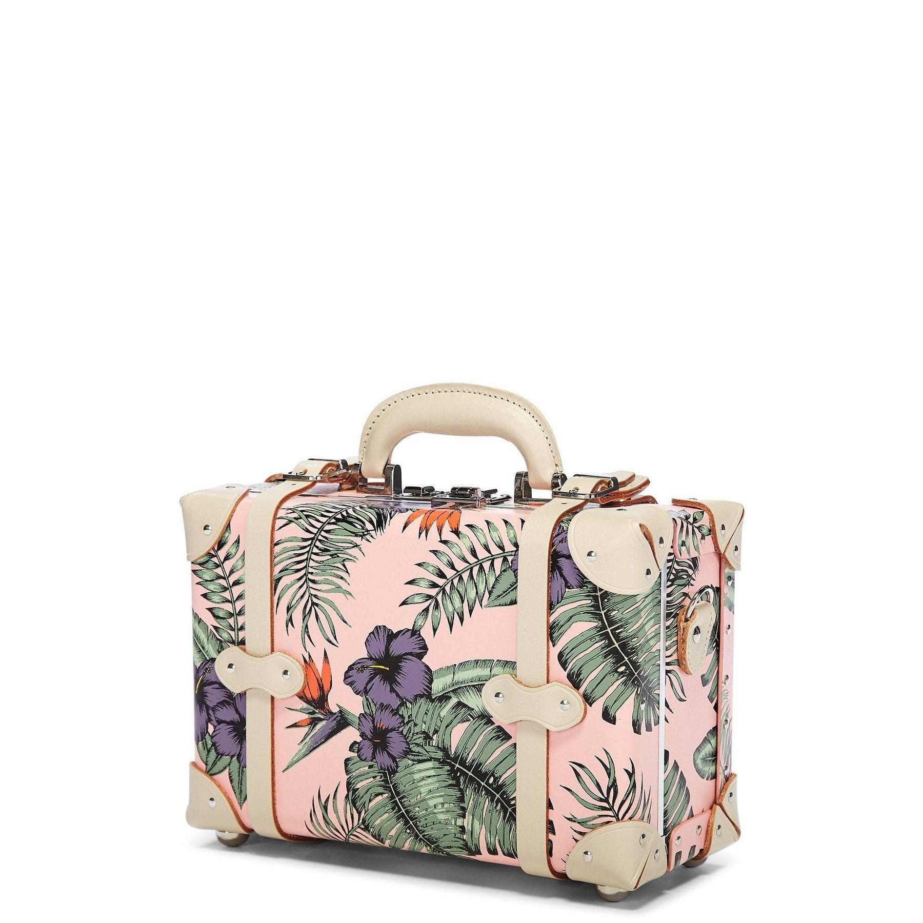 Angled product view of the vanity Botanist fibreboard suitcase in pink