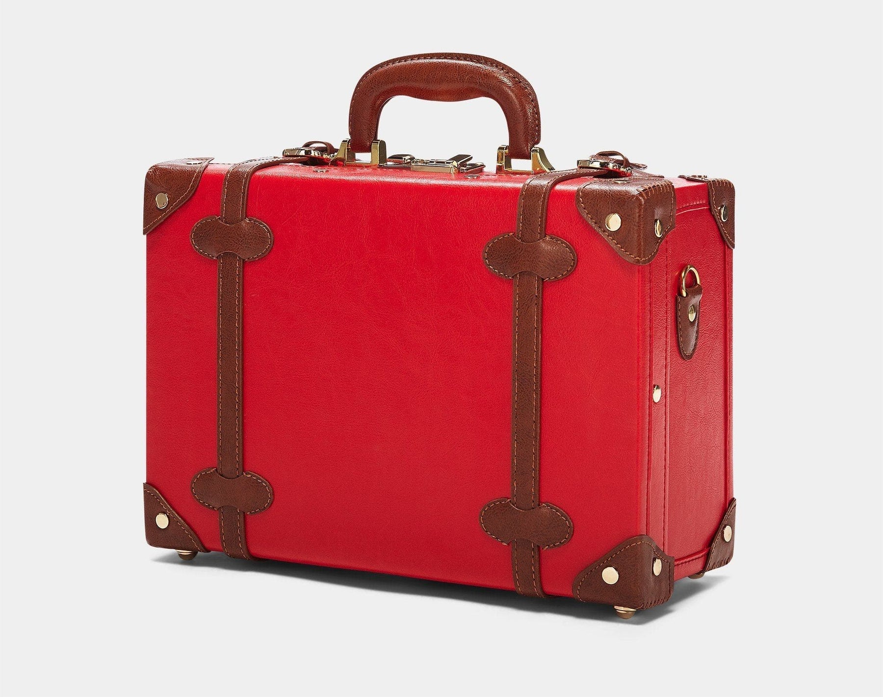 Angled product view of the briefcase Entrepreneur vegan leather suitcase in red