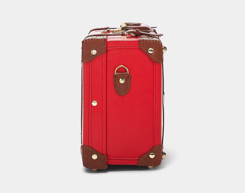 Side product view of the briefcase Entrepreneur vegan leather suitcase in red