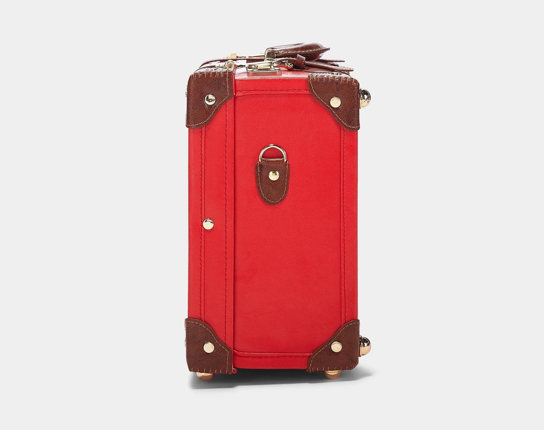 Side product view of the overnighter Entrepreneur vegan leather suitcase in  red 