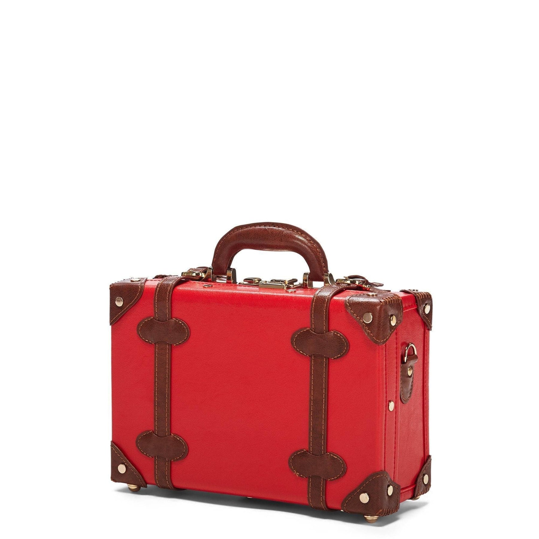 Angled product view of the vanity Entrepreneur vegan leather suitcase in  red 