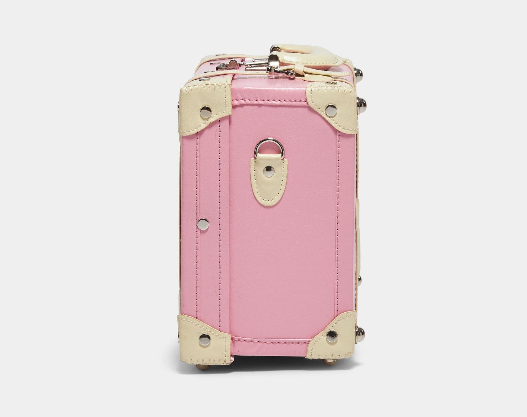 Side product view of the briefcase Entrepreneur vegan leather suitcase in pink